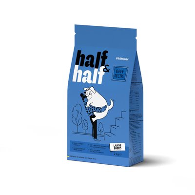 Сухой корм Half&Half для взрослых собак больших пород, с говядиной, 2 кг 20765 фото