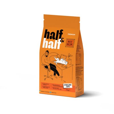 Сухой корм Half&Half для стерилизованных кошек, с говядиной, 2 кг 20802 фото