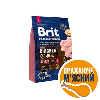 Сухой корм Brit Premium Dog Junior L для щенков и юниоров больших пород, с курицей, 3 кг 170823/6420 фото